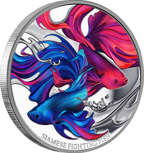 Niue 2024 $1 Siamese Fighting Fish 1oz .999 Silver Proof Coin