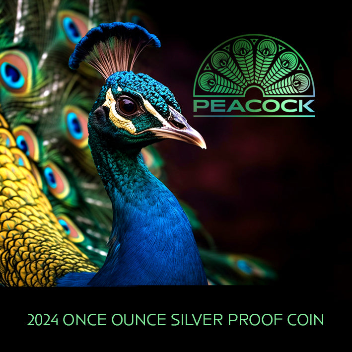 Niue 2024 $1 Peacock 1oz .999 Gold-plated Silver Proof Coin