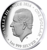 Niue 2024 $1 Peacock 1oz .999 Gold-plated Silver Proof Coin