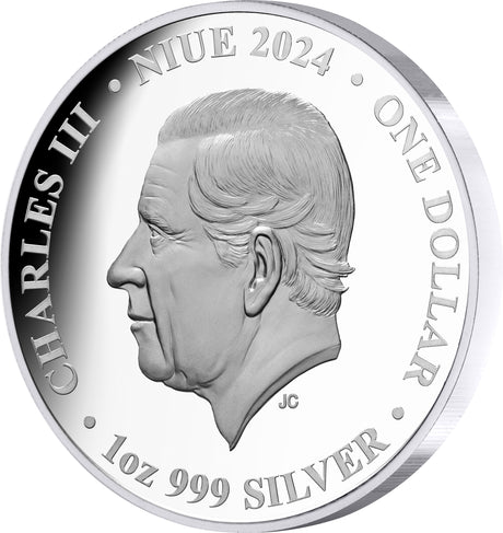 Niue 2024 $1 Peacock 1oz .999 Gold-plated Silver Proof Coin