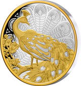 Niue 2024 $1 Peacock 1oz .999 Gold-plated Silver Proof Coin
