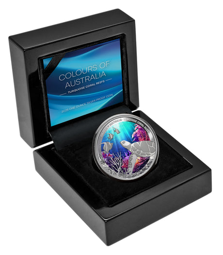 Niue 2024 $1 Colours of Australia TURQUOISE CORAL REEFS 1oz .999 Silver Proof Coin
