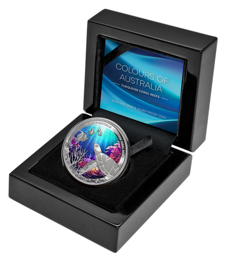Niue 2024 $1 Colours of Australia TURQUOISE CORAL REEFS 1oz .999 Silver Proof Coin