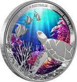 Niue 2024 $1 Colours of Australia TURQUOISE CORAL REEFS 1oz .999 Silver Proof Coin