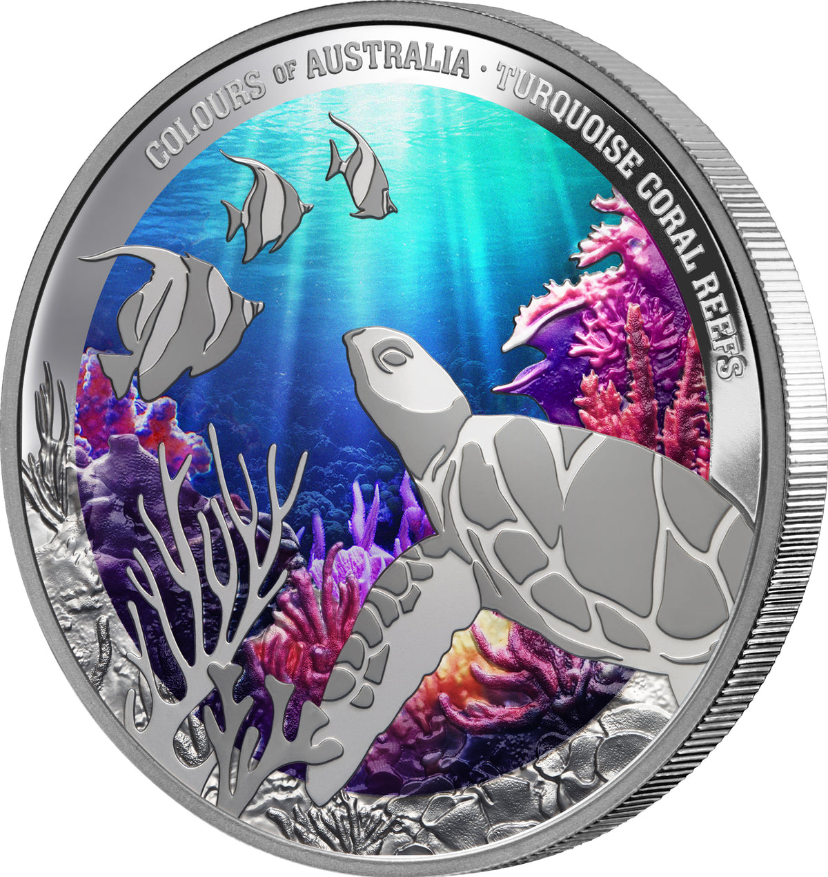 Niue 2024 $1 Colours of Australia TURQUOISE CORAL REEFS 1oz .999 Silver Proof Coin