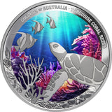 Niue 2024 $1 Colours of Australia TURQUOISE CORAL REEFS 1oz .999 Silver Proof Coin