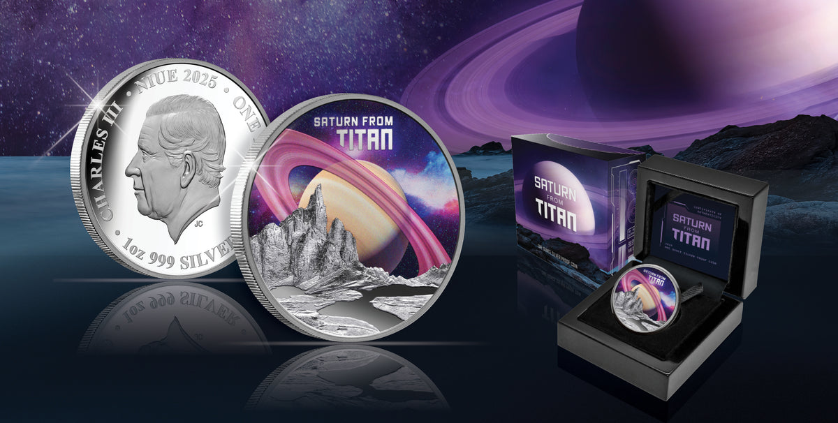 SATURN Niue 2025 $1 SATURN FROM TITAN 1oz  .999 Silver