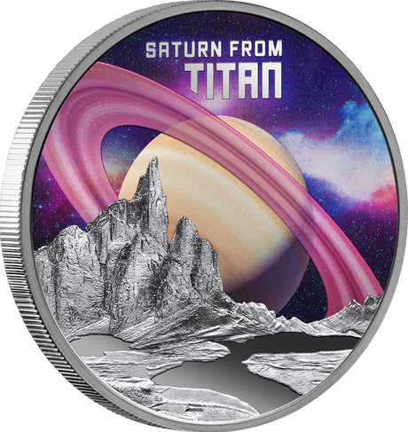 SATURN Niue 2025 $1 SATURN FROM TITAN 1oz  .999 Silver