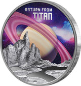 SATURN Niue 2025 $1 SATURN FROM TITAN 1oz  .999 Silver