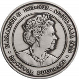 Australia 2023 $2 Ningaloo Eclipse 2oz Silver Antiqued Coloured Coin Certificate # 555 Perth Mint