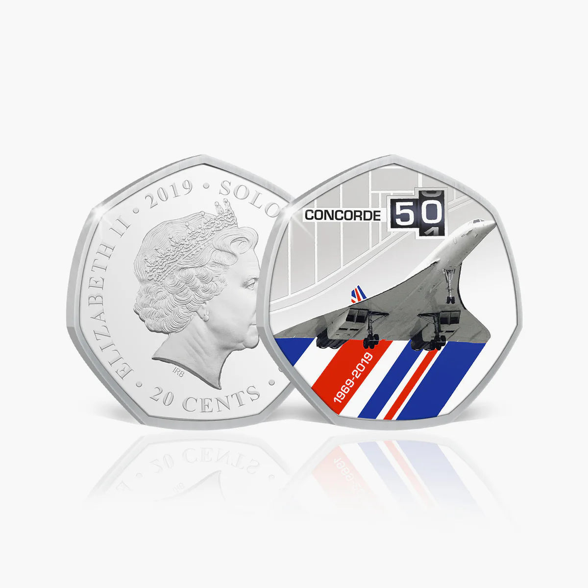Solomon Islands 2019 20 Cents CONCORDE 50th ANNIVERSARY BU 8-Coin Collection Obverse and Reverse