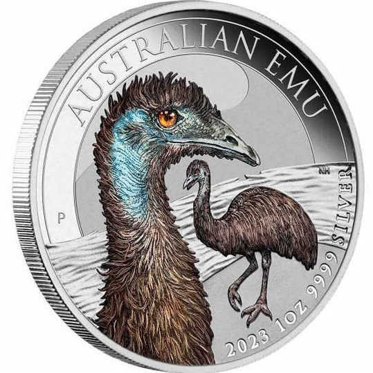 Australia 2023 $1 Australian Emu 1oz Silver Coloured Coin Perth Mint