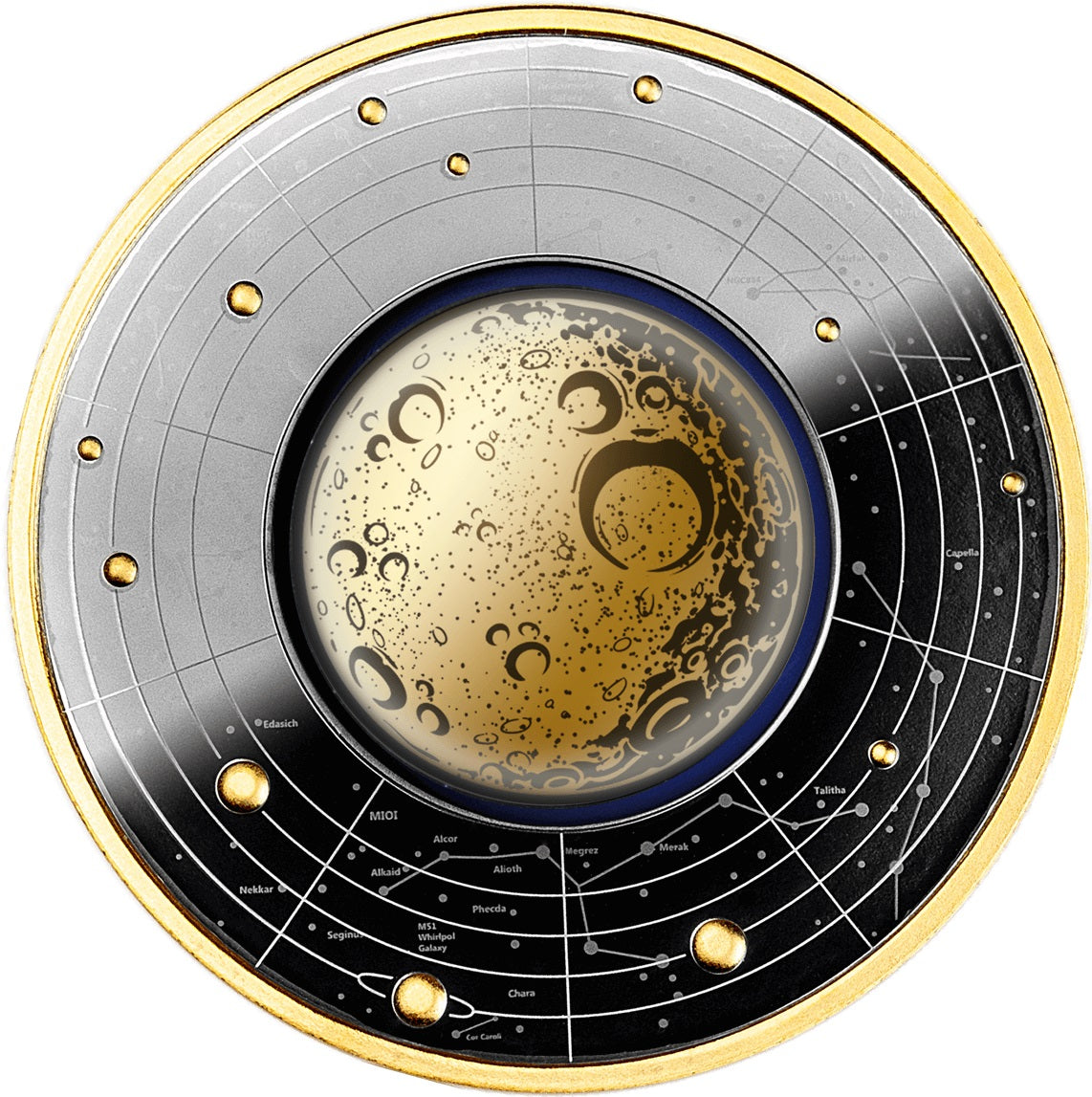 Cameroon 2023 500 Francs Silver Ruthenium Proof Coin - Solar System Series - The Moon with Magnifying Lens Coloured