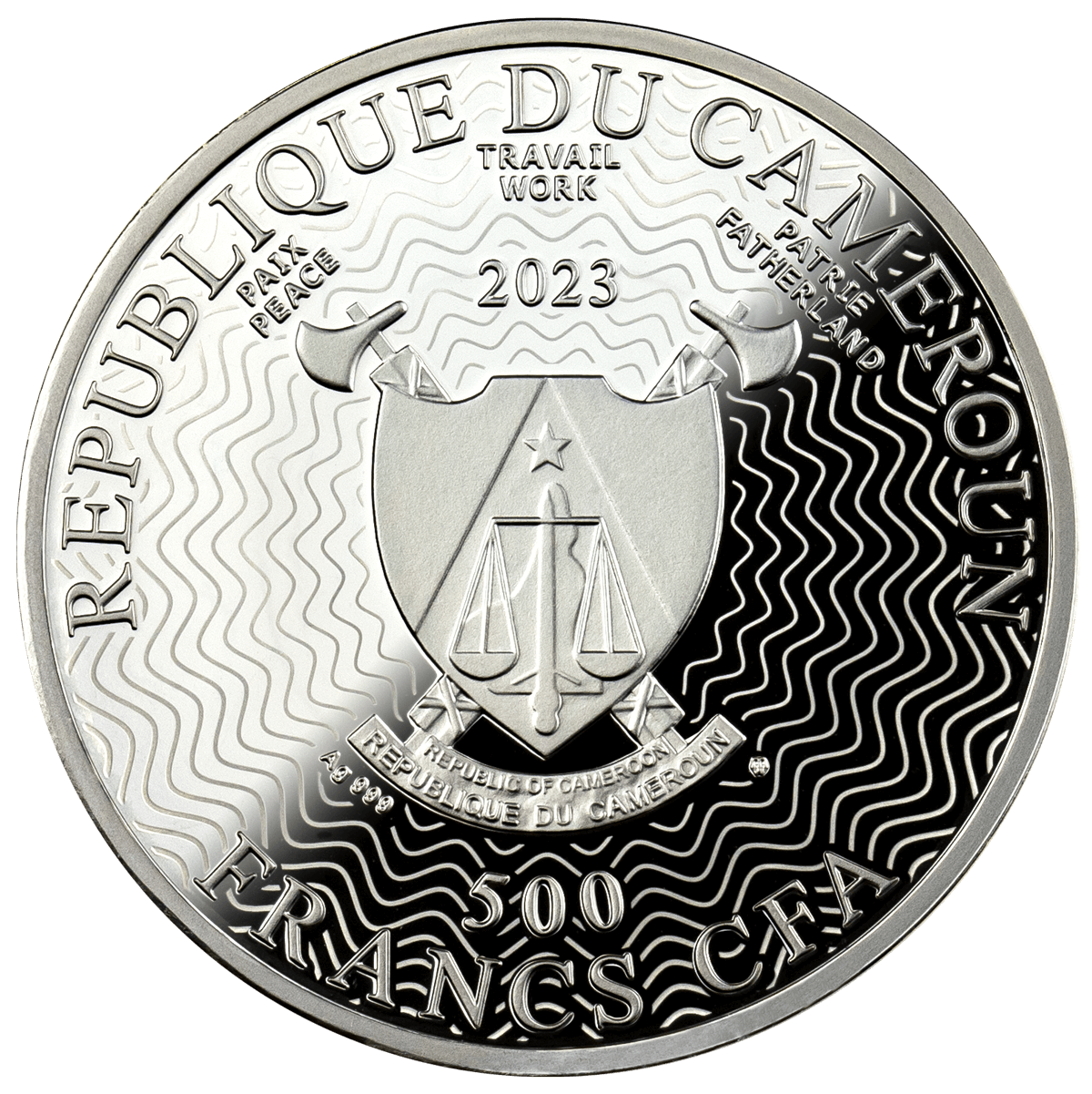 Cameroon 2023 500 Francs Silver Ruthenium Proof Coin - Solar System Series - The Moon with Magnifying Lens Coloured