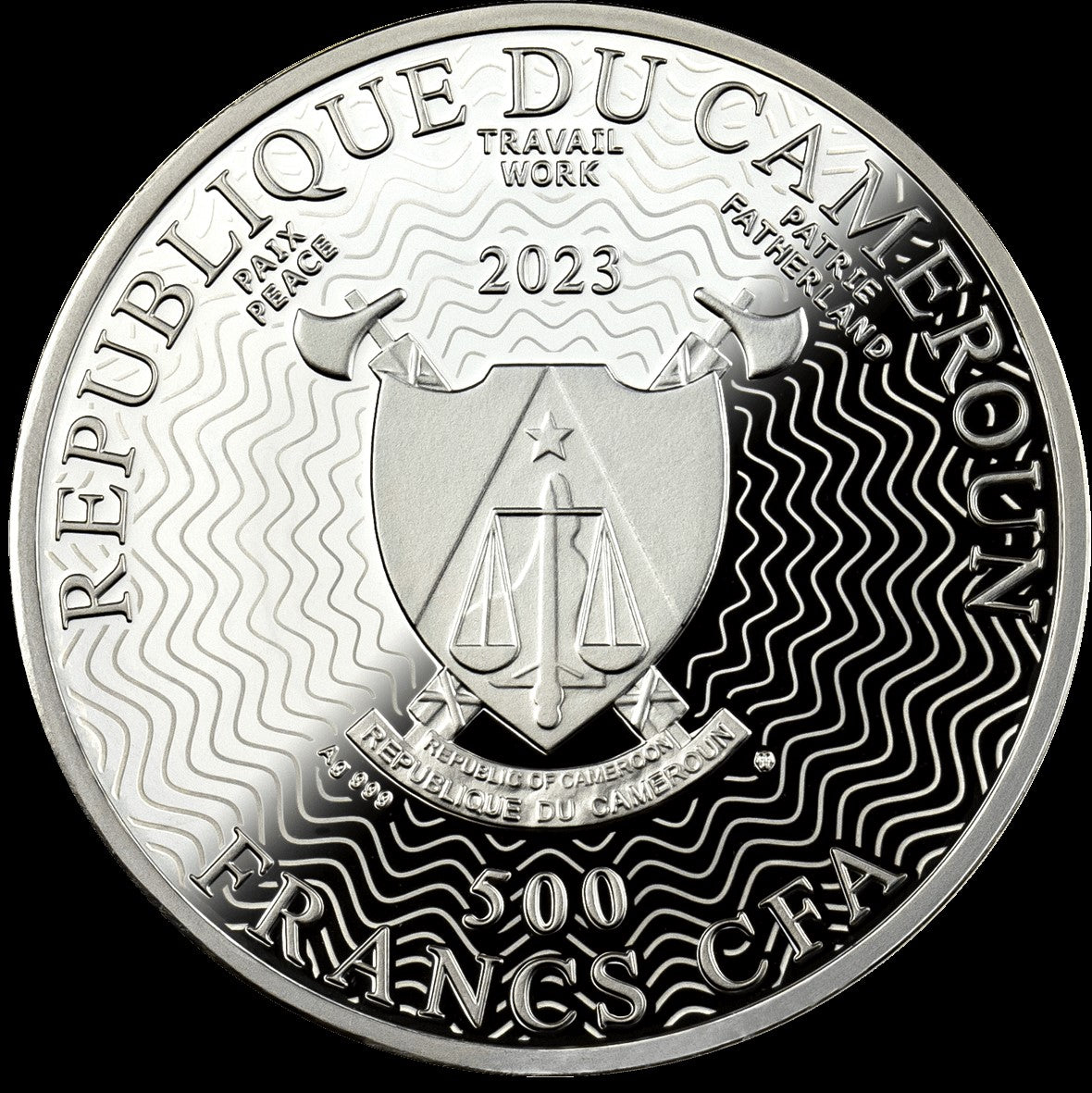 Cameroon 2023 500 Francs Silver Ruthenium Proof Coin - Solar System Series - The Moon with Magnifying Lens Coloured
