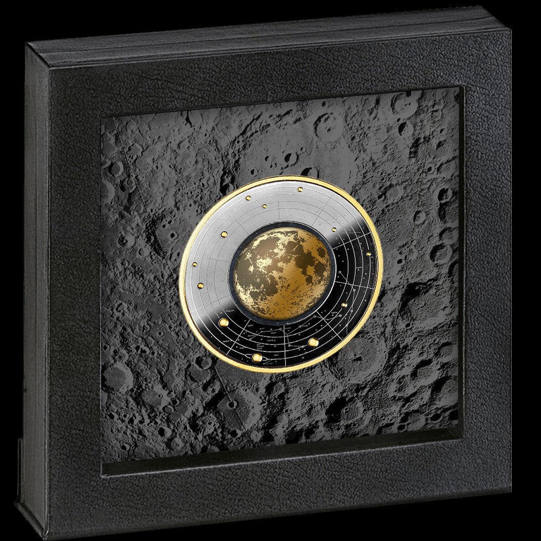 Cameroon 2023 500 Francs Silver Ruthenium Proof Coin - Solar System Series - The Moon with Magnifying Lens Coloured