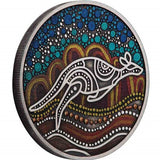 Australia 2023 $2 Kangaroo Yongka 2oz .9999 Silver Antiqued Coloured Coin Perth Mint Reverse