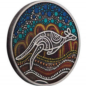 Australia 2023 $2 Kangaroo Yongka 2oz .9999 Silver Antiqued Coloured Coin Perth Mint Reverse