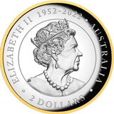 Australia 2023 $2 Australian Kookaburra 2oz .9999 Silver Proof High Relief Gilded Coin Perth Mint