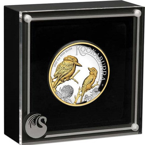 Australia 2023 $2 Australian Kookaburra 2oz .9999 Silver Proof High Relief Gilded Coin Perth Mint