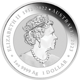 Australia 2023 $1 Myths and Legends Series Green Dragon and Koi 1oz 99.99% Silver Coloured Coin in Card Perth Mint