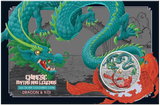Australia 2023 $1 Myths and Legends Series Green Dragon and Koi 1oz 99.99% Silver Coloured Coin in Card Perth Mint