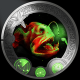 Republic of Austria 2022 3 Euro DEEP SEA ANGLERFISH- Luminous Marine Life Series (Glows under UV Light)