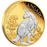 Australian Kangaroo 2023 $2 2oz 99.99% Silver Reverse Gilded Coin Perth Mint