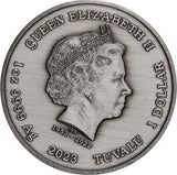 Tuvalu 2023 $1 James Bond Casino Royale - Casino Chip 1oz .9999 Silver Antiqued Coin Perth Mint