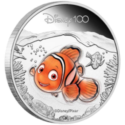 Tuvalu 2023 50 Cents Disney 100th Anniversary - Nemo 1/2oz .9999 Silver Proof Coloured Coin Perth Mint