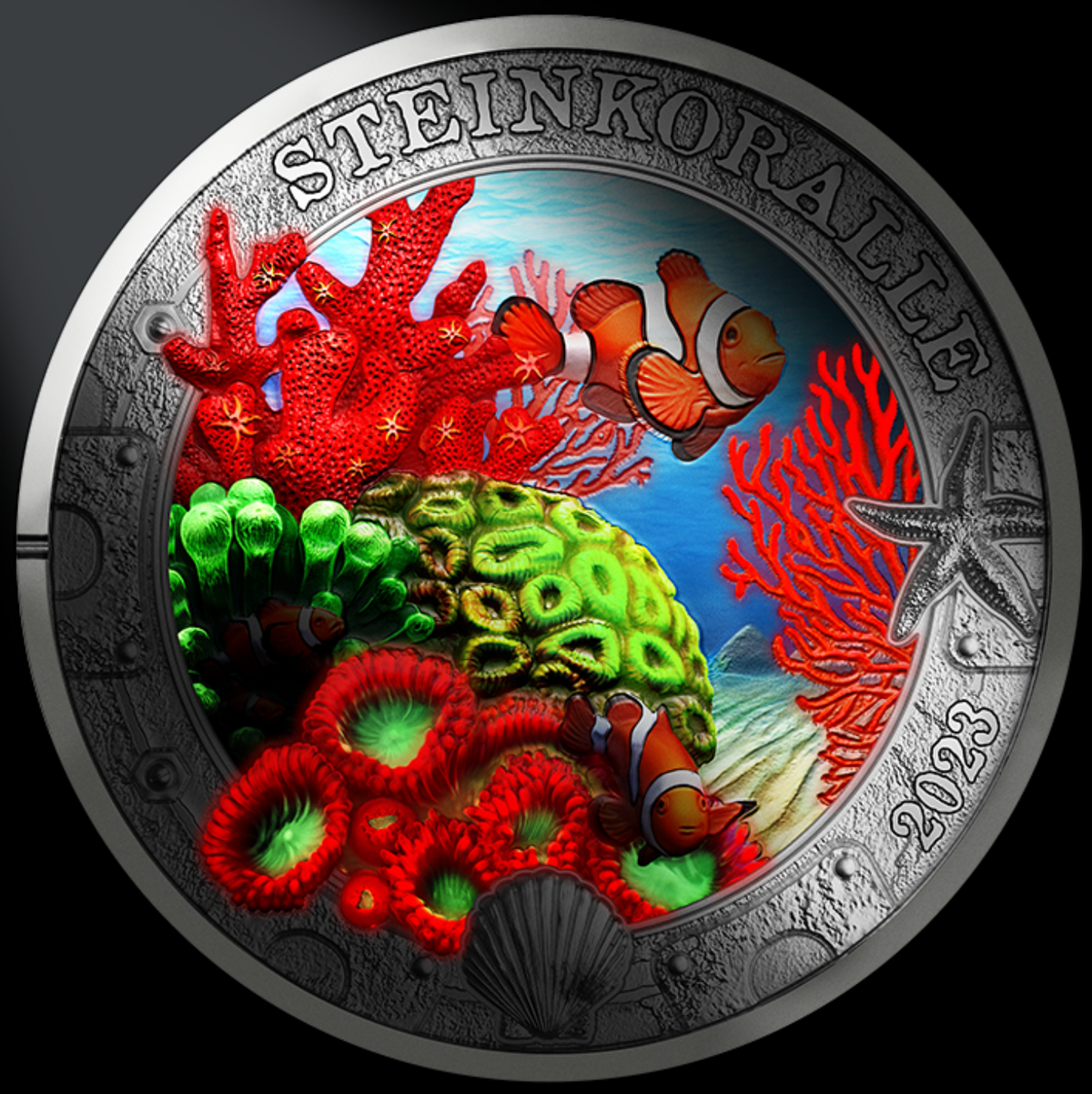 Republic of Austria 2022 3 Euro STONY CORAL- Luminous Marine Life Series (Glows under UV Light)