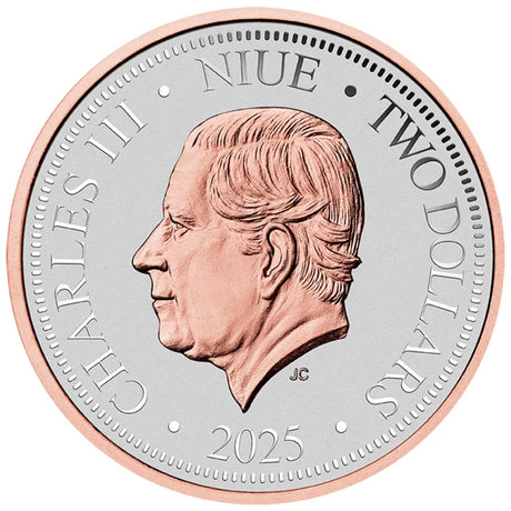 Niue 2025 $2 Native Impressions Kookaburra  Super Incused Rose-Gold plated 1oz .999 Silver Proof Coin