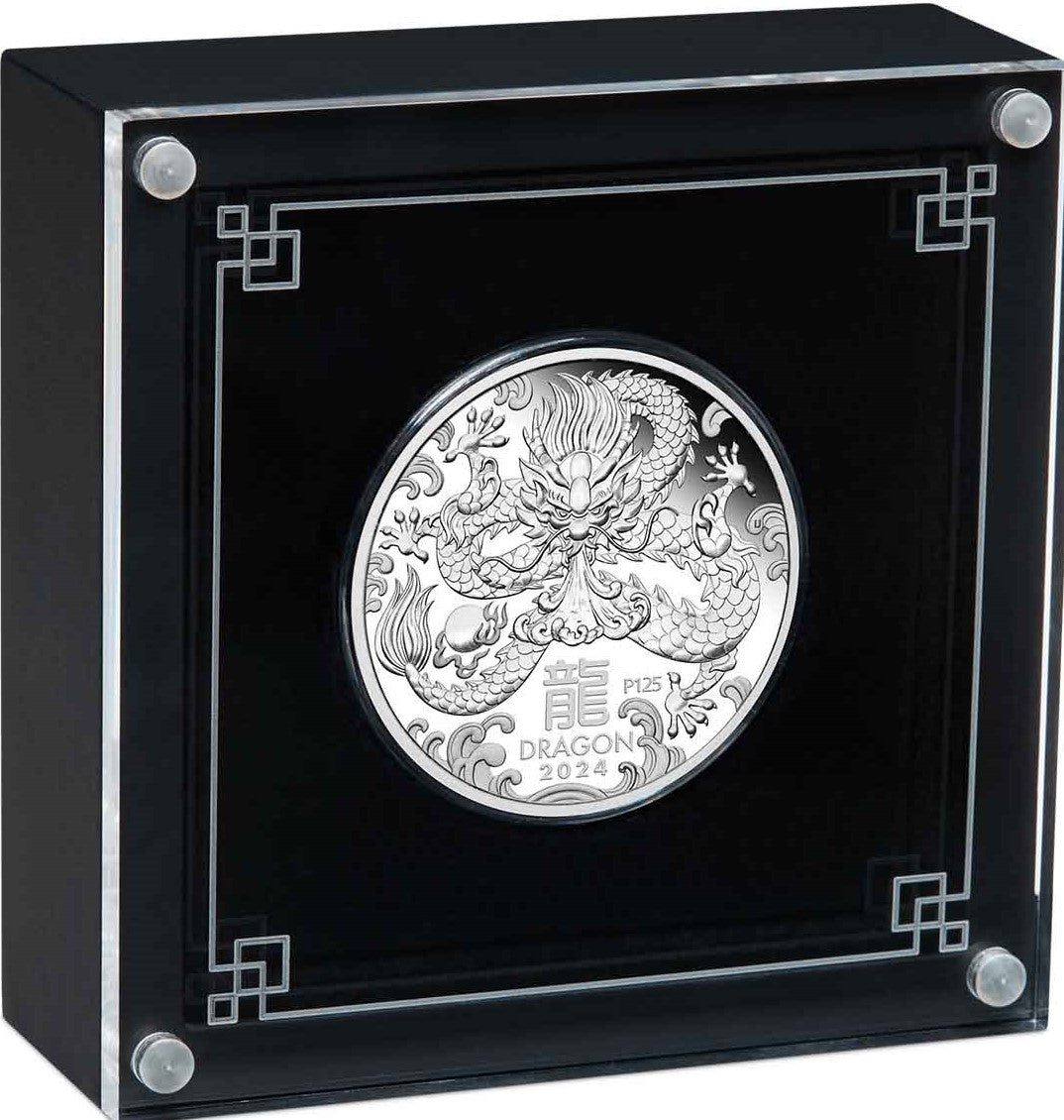Australian Lunar Series III 2024 $1 Year of the Dragon 1oz .9999 Silver Proof Coin Perth Mint
