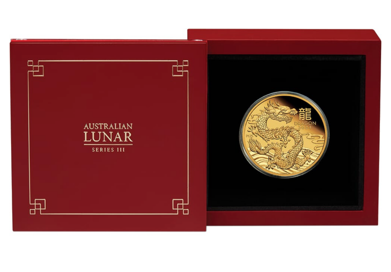 Australia 2024 $100 Year Of The Dragon 1oz Gold Proof Coin Perth Mint Display Case