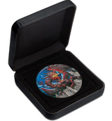 Tuvalu 2023 $5 Dragon 5oz Silver Antiqued Coloured Coin Perth Mint Case and Coin