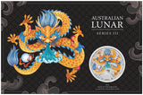 Australia Lunar Series III 2024 $1 Year of the Coloured Dragon 1oz .9999 Silver Coin in Card Perth Mint