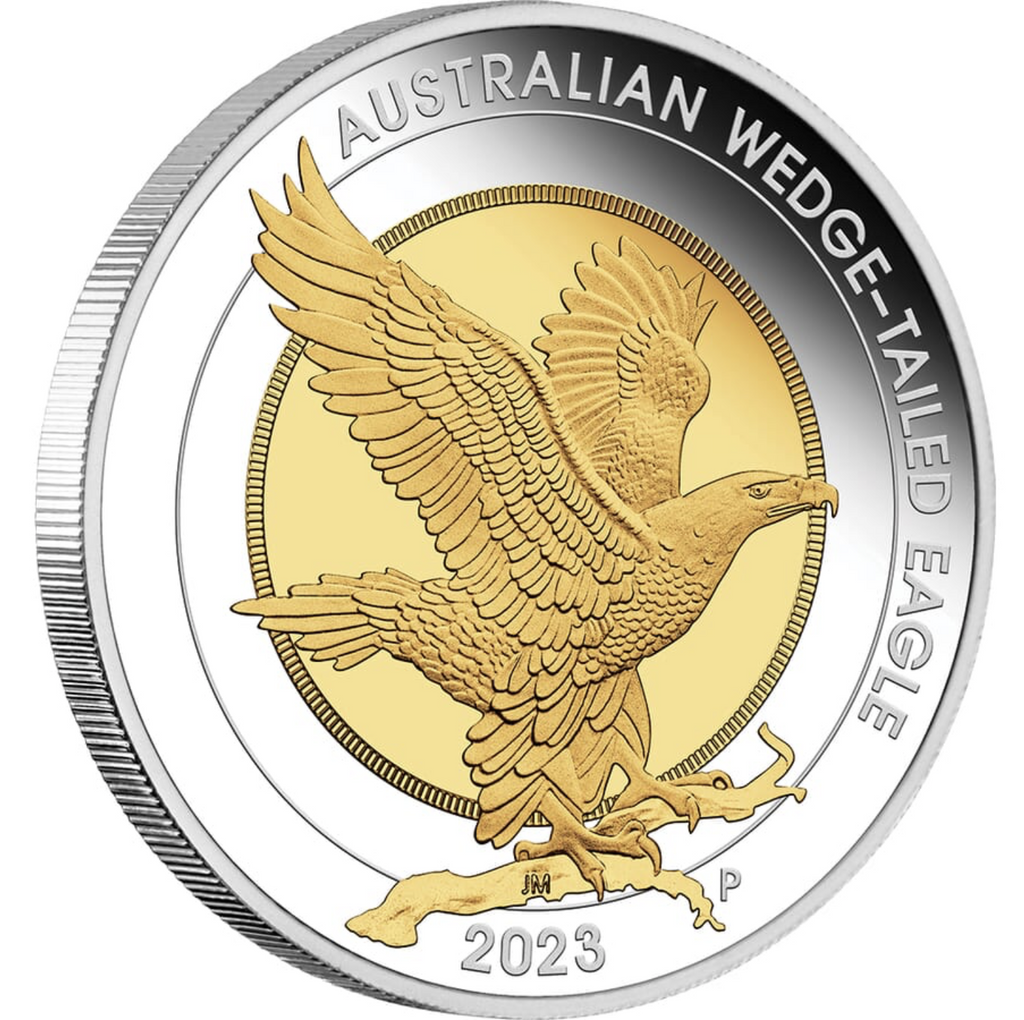 Australian Wedge-tailed Eagle 2023 $75 1.5oz Bi-Metal Proof Gilded Coin Perth Mint Reverse