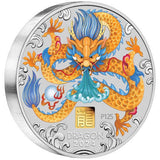 2024 Year Of The Dragon 1 Kilo Silver Coloured Coin With Gold Privy Mark Reverse