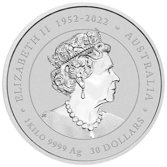 2024 Year Of The Dragon 1 Kilo Silver Coloured Coin With Gold Privy Mark Obverse