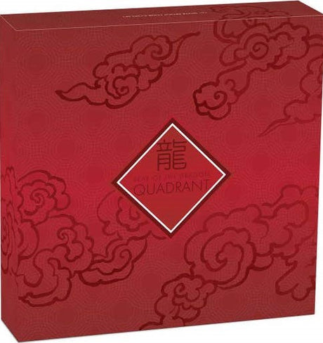 Tuvalu 2024 $1 Year of the Dragon Coloured Quadrant 4 x 1oz Silver Proof Four-Coin Set Perth Mint