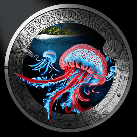 Republic of Austria 2022 3 Euro MAUVE STINGER- Luminous Marine Life Series (Glows under UV Light)