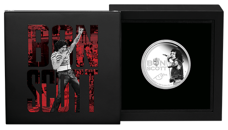 Tuvalu 2024 $1 Bon Scott AC/DC 1oz .9999 Silver Proof Coloured Coin PERTH MINT