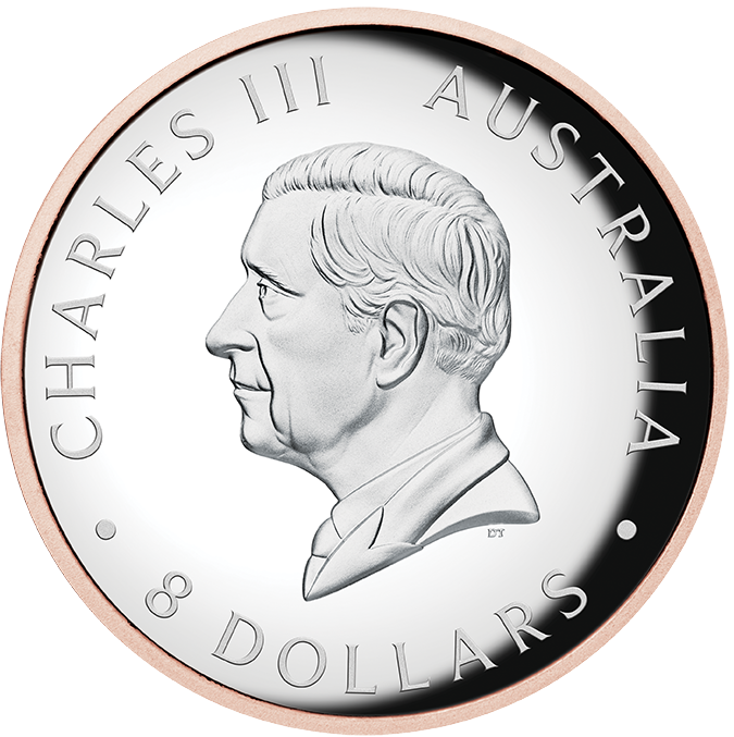 Australia 2024 $8 AUSTRALIAN KOALA 5 Oz .9999 Silver Coin Rose Gold Gilding