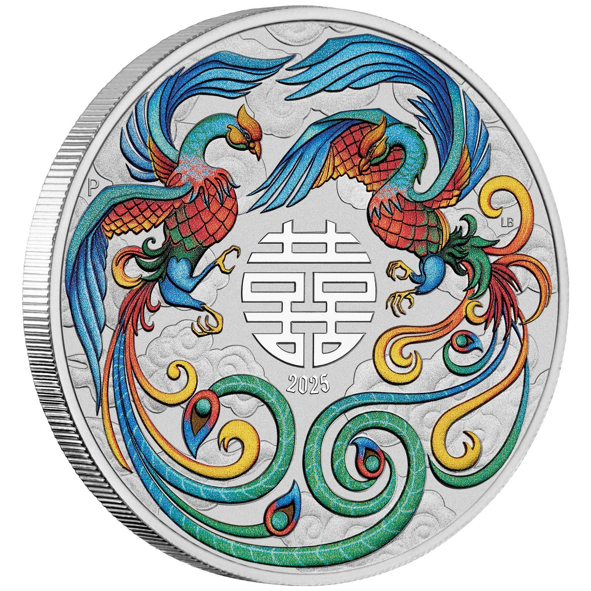 Australia 2025 $1 Chinese Myths and Legends Double Phoenix Vivid Coloured 1 oz .9999 Silver Coin in Card