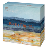 Box packaging for 'Bush Capital' with kangaroo illustration and landscape design