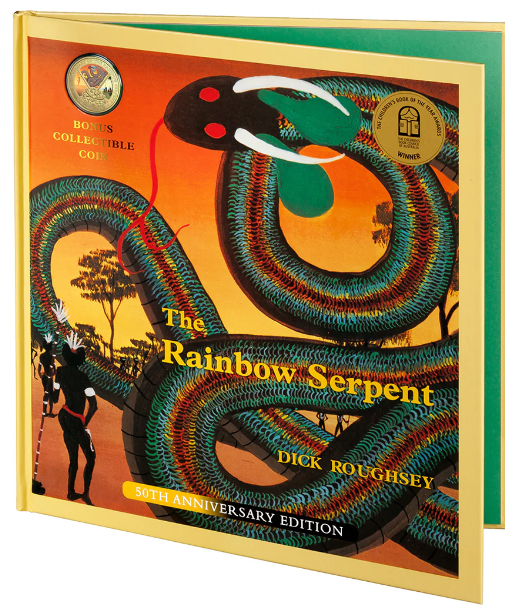 Australia 2025 20 Cents Gold Plated Cupro-Nickel Coloured Coin THE RAINBOW SERPENT 50th Anniversary  Deluxe Special Edition Book