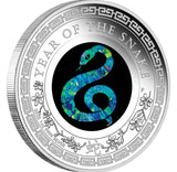 Australia 2025 $1 Lunar Year of the Snake - Opal 1oz .9999 Silver Proof Coin PERTH MINT