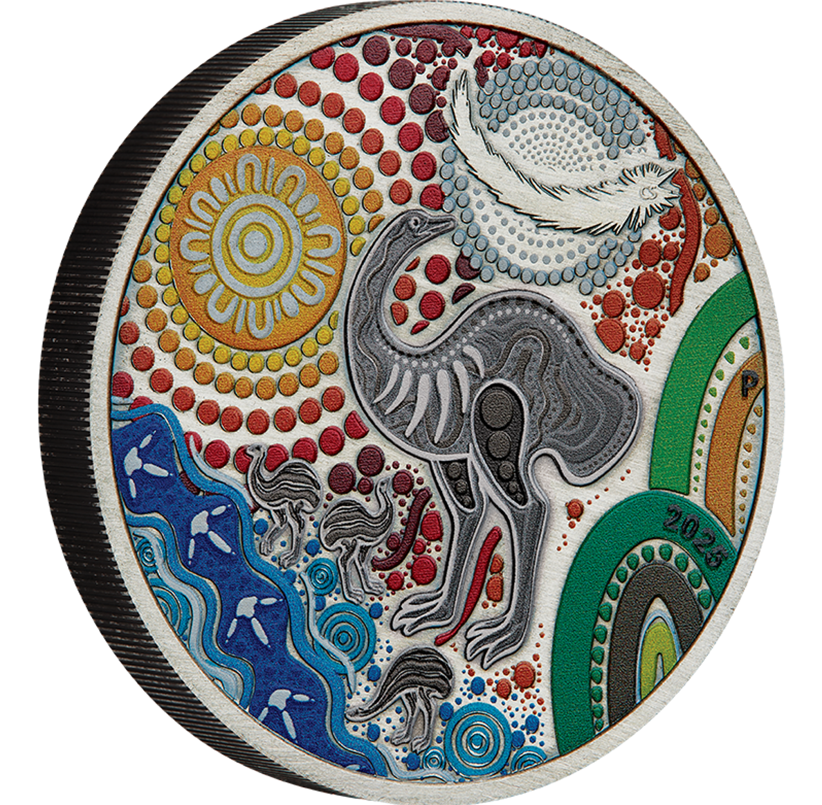Australia 2025 $2 Emu Utingat 2oz .9999 Silver Coloured Antiqued Coin PERTH MINT