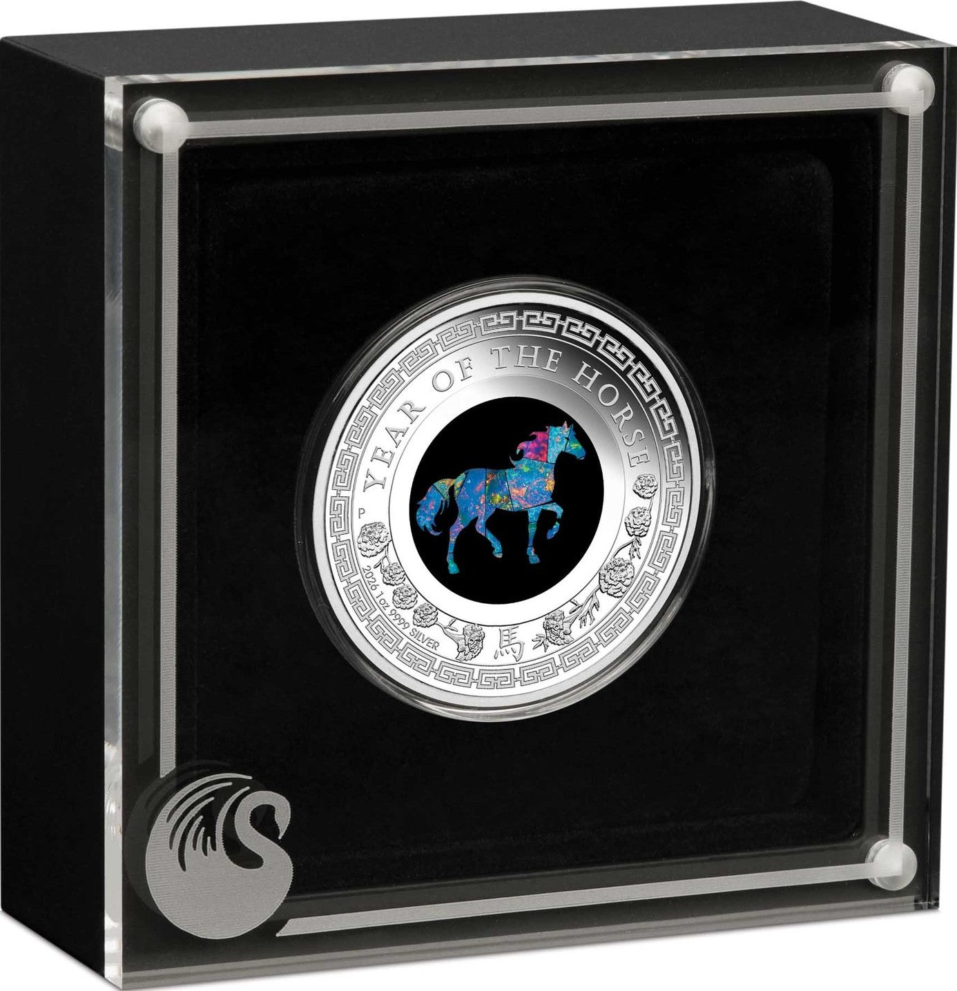 Australia 2026 $1 Lunar Year of the Horse - Opal 1oz .9999 Silver Proof Coin Display Case