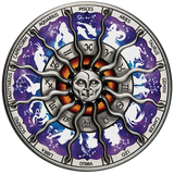 Tuvalu 2023 $5 Signs of the Zodiac 5oz  Silver High Relief Antiqued Coloured Coin Reverse